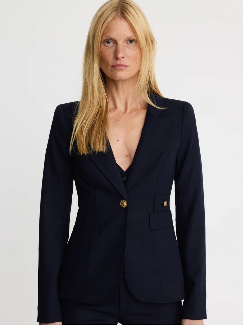 NEW NWT SMYTHE Full Back Duchess Blazer In Deep Navy Blue